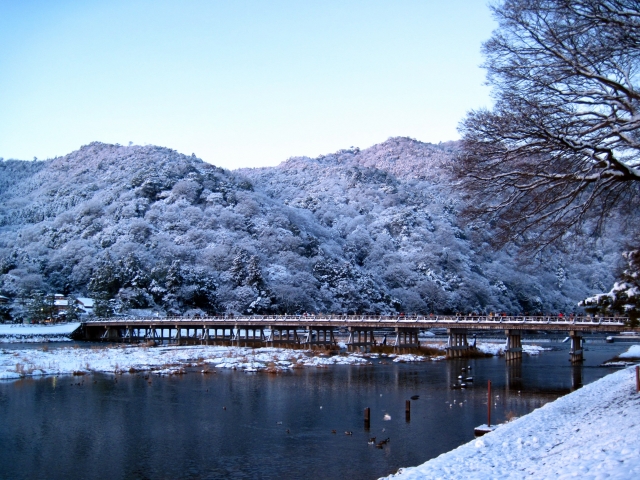 Winter view of Togetsukyo Bridge