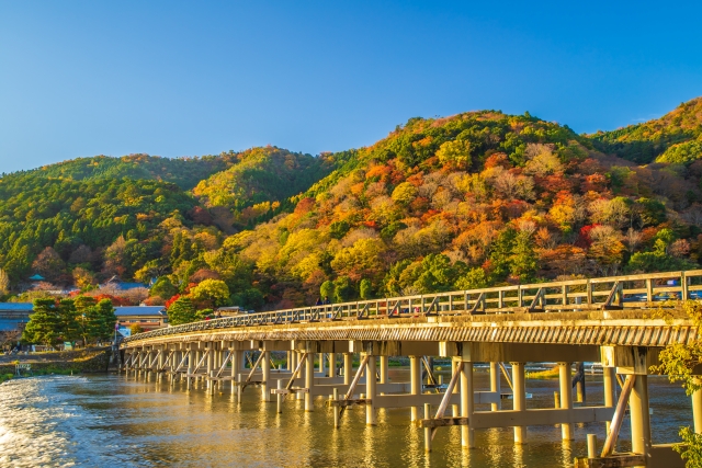 Autumn leaves near Togetsukyo Bridge