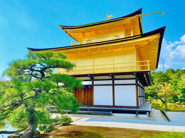 The Shariden (Golden Pavilion) of Kinkaku-ji with gold leaf upper floors