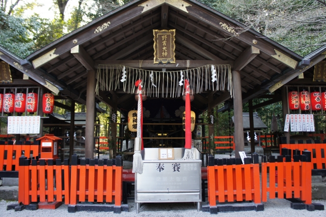 Main worship hall at Nonomiya Shrine in Arashiyama, Kyoto
