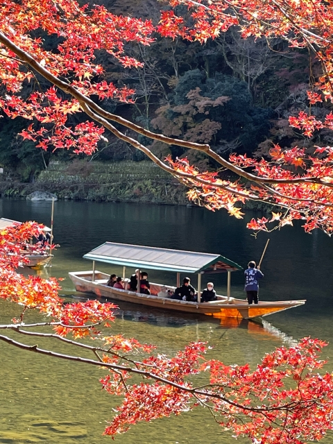 Traditional Hozugawa River boat ride through Hozu Gorge in Kyoto