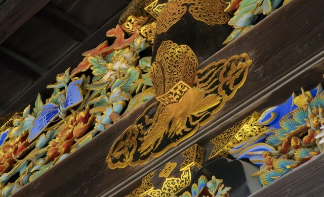 Golden phoenix carving on Karamon Gate at Nijo Castle